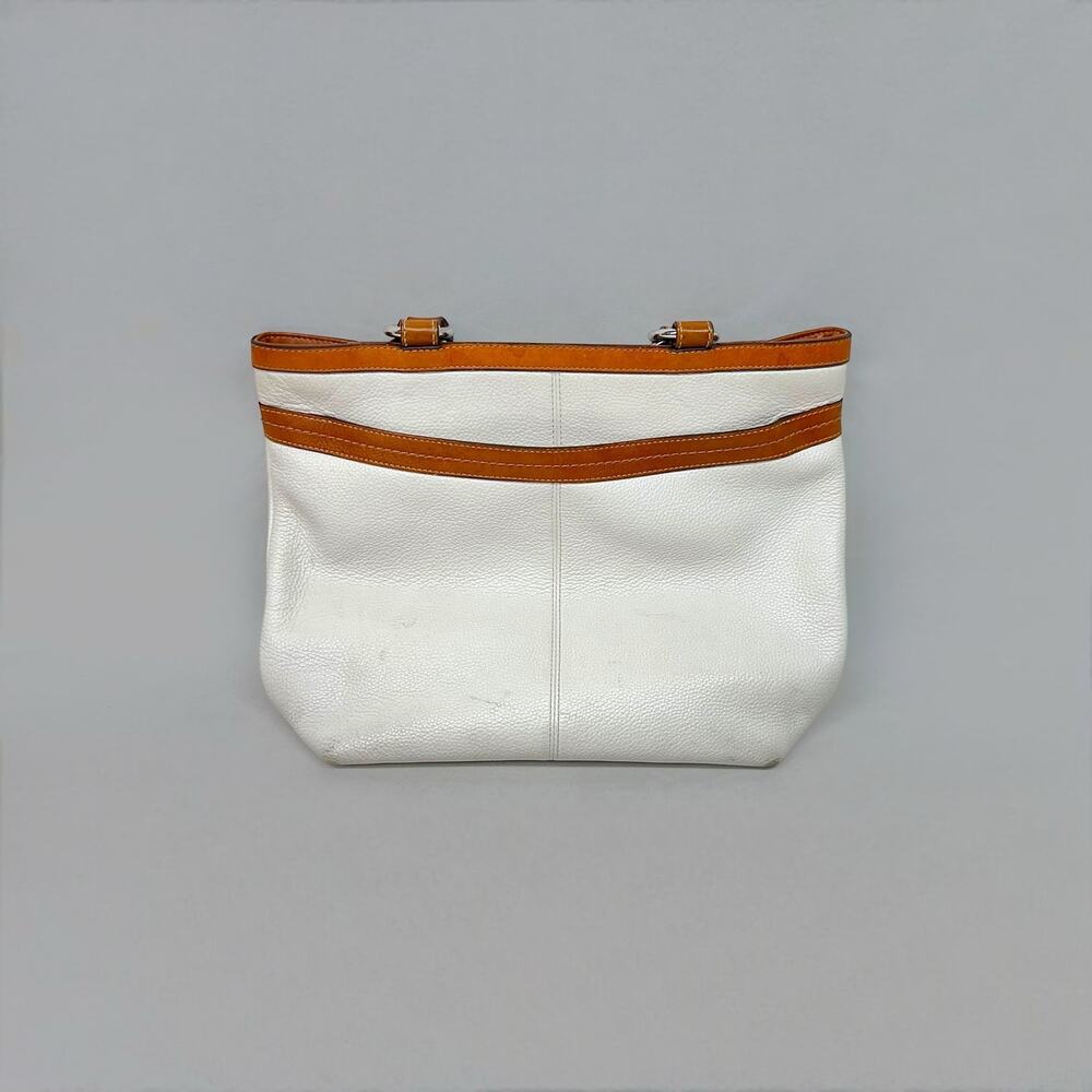 Vintage Coach Leather Tote Bag in White and Tan - Signature Design - Picture 2 of 6